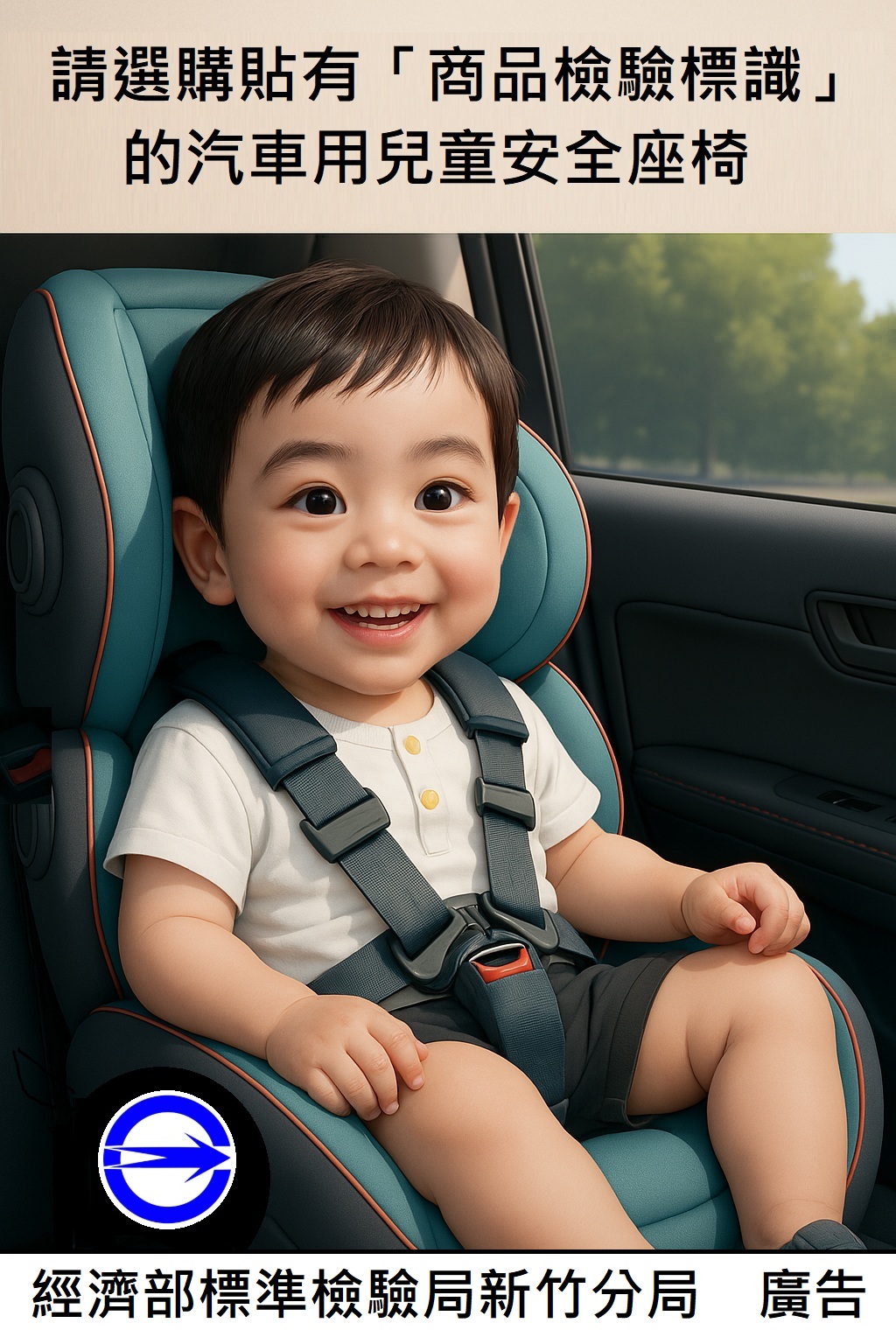 標準局新竹分局提醒汽車用兒童安全座椅選購及使用注意事項